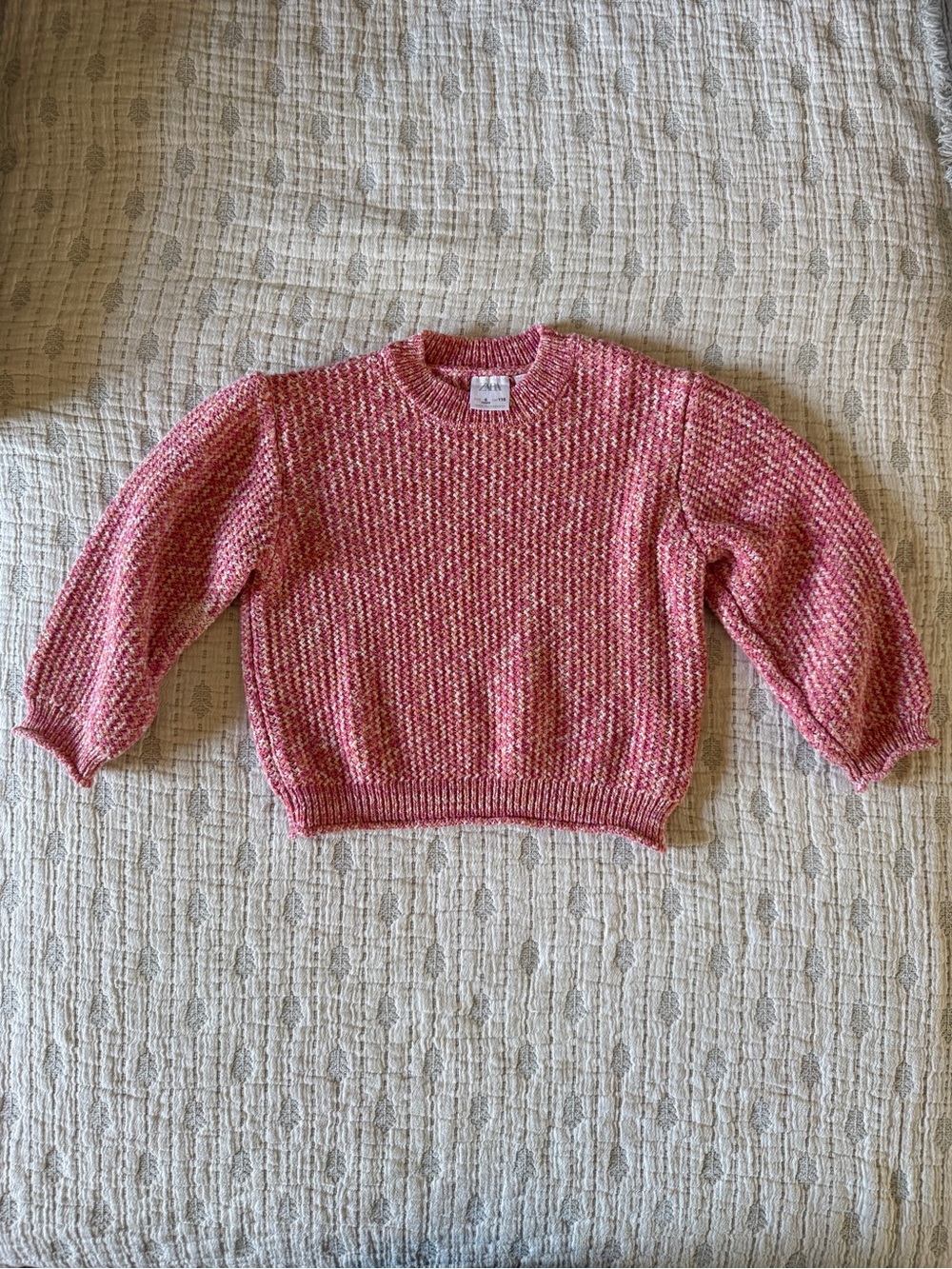 Zara Pink Marled Crewneck Sweater